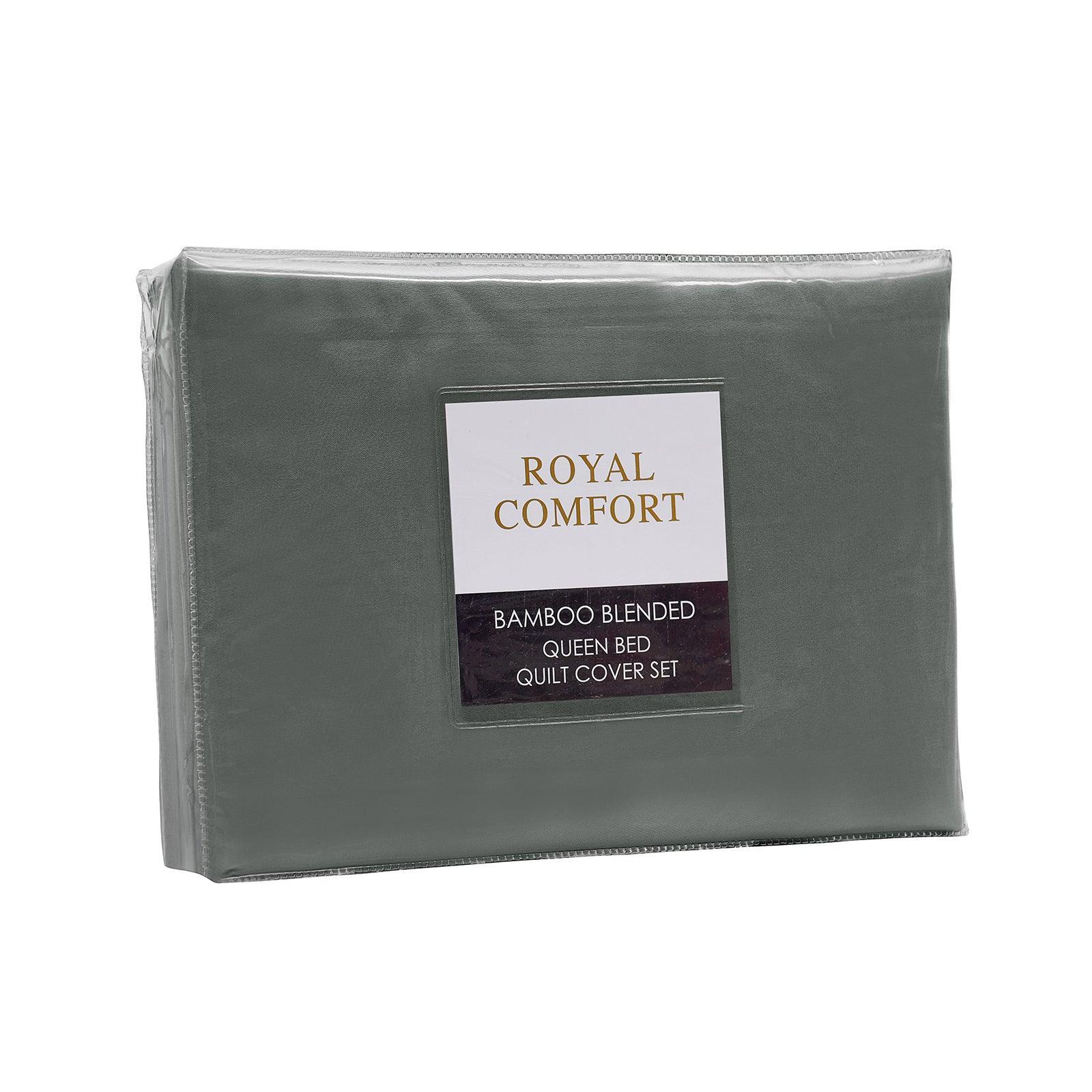 Royal Comfort Bamboo Blended Quilt Cover Set 1000TC Ultra Soft Luxury Bedding - Queen - Charcoal - John Cootes