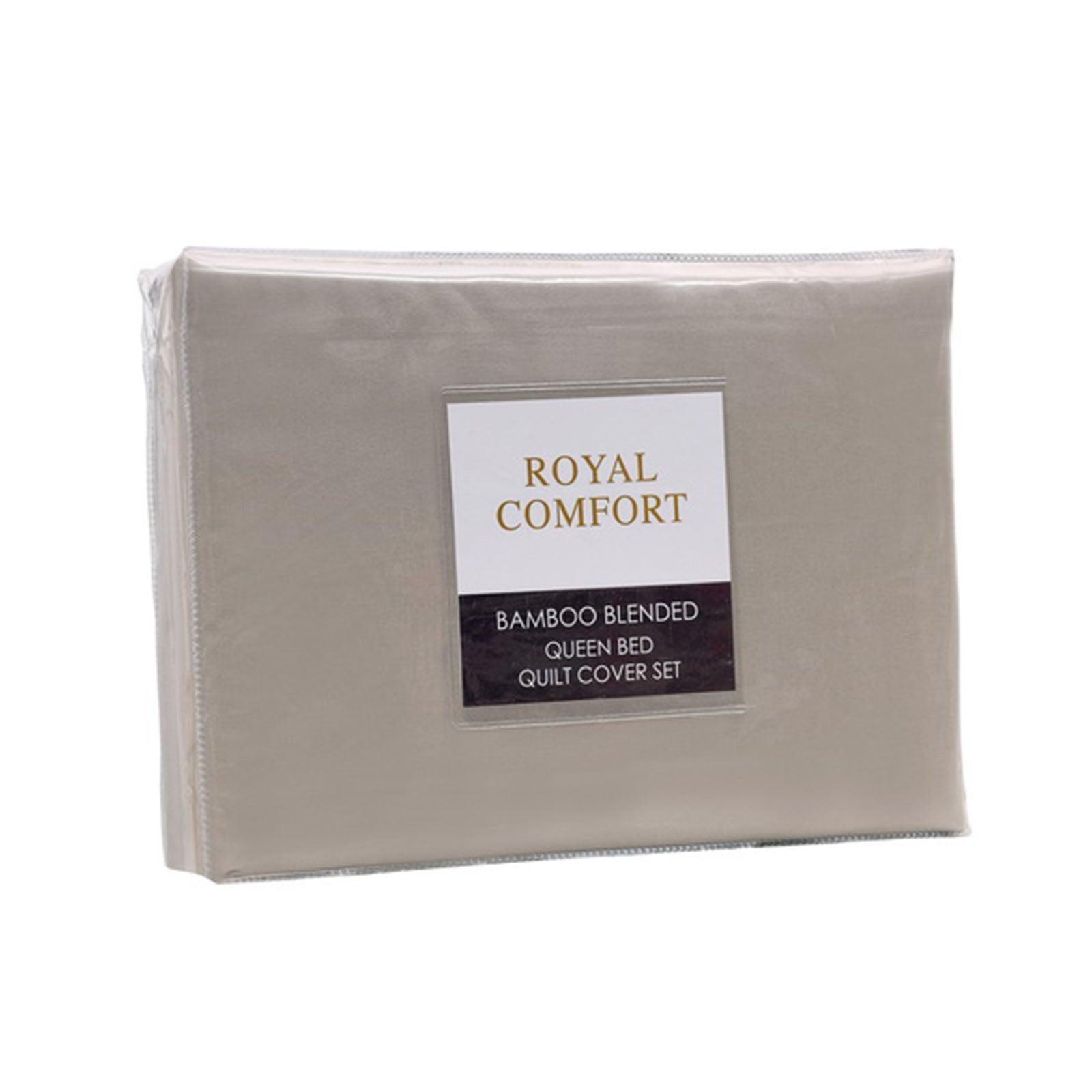 Royal Comfort Bamboo Blended Quilt Cover Set 1000TC Ultra Soft Luxury Bedding - Queen - Grey - John Cootes