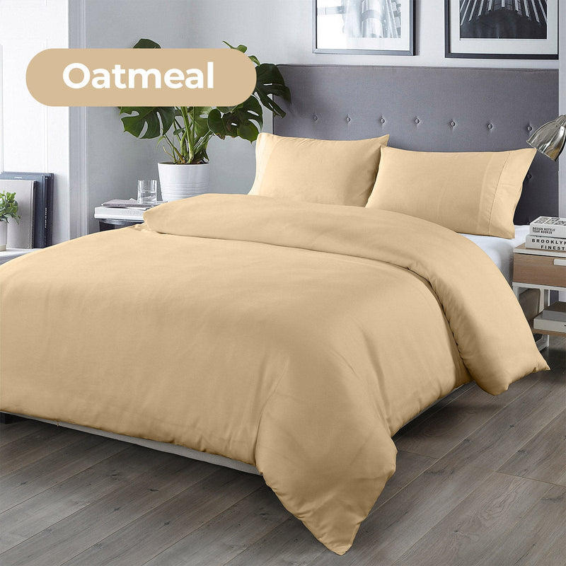 Royal Comfort Bamboo Blended Quilt Cover Set 1000TC Ultra Soft Luxury Bedding - Queen - Oatmeal - John Cootes