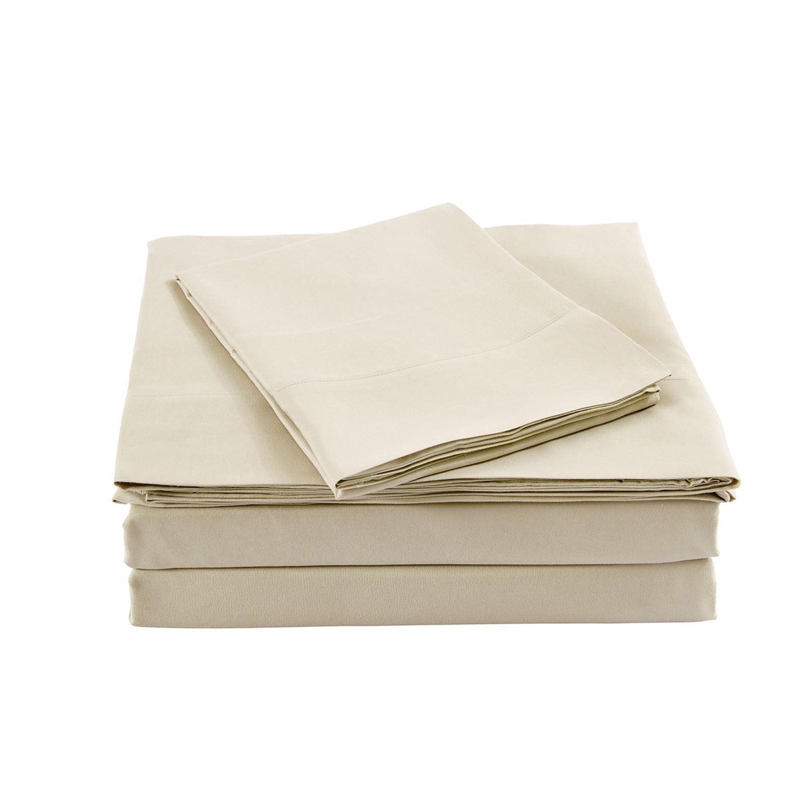 Royal Comfort Bamboo Blended Sheet & Pillowcases Set 1000TC Ultra Soft Bedding - Double - Ivory - John Cootes