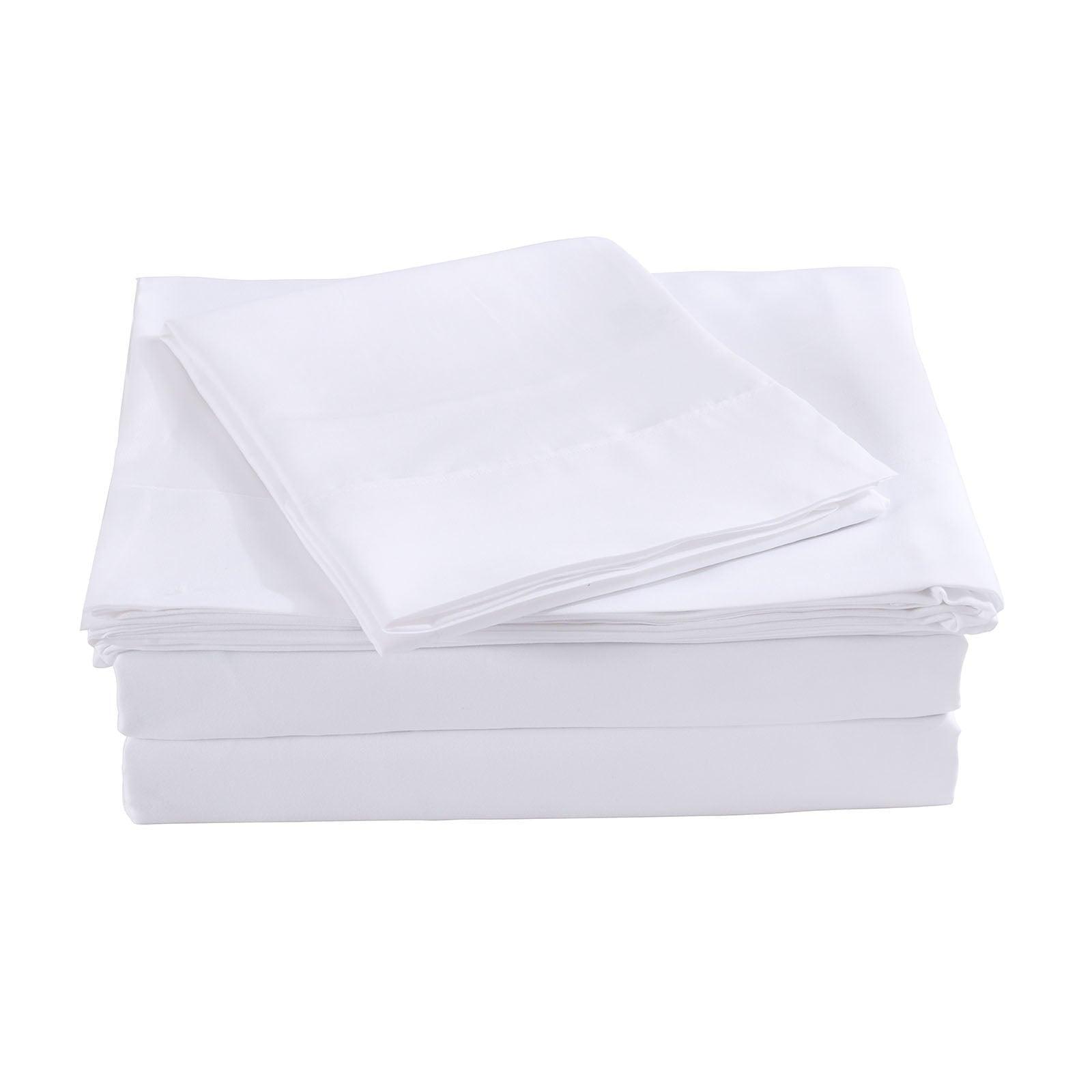 Royal Comfort Bamboo Blended Sheet & Pillowcases Set 1000TC Ultra Soft Bedding - Double - White - John Cootes