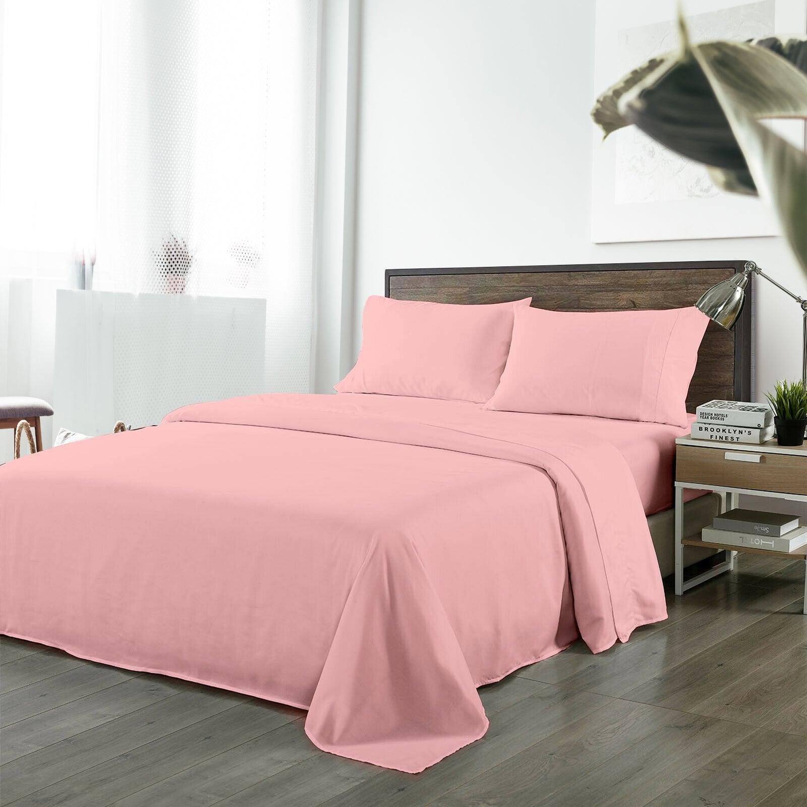 Royal Comfort Bamboo Blended Sheet & Pillowcases Set 1000TC Ultra Soft Bedding - King - Blush - John Cootes