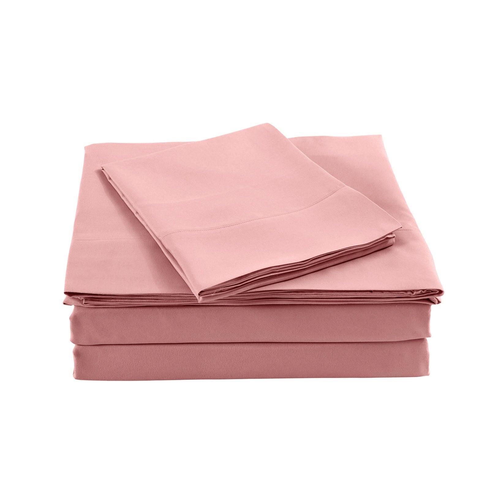 Royal Comfort Bamboo Blended Sheet & Pillowcases Set 1000TC Ultra Soft Bedding - King - Blush - John Cootes