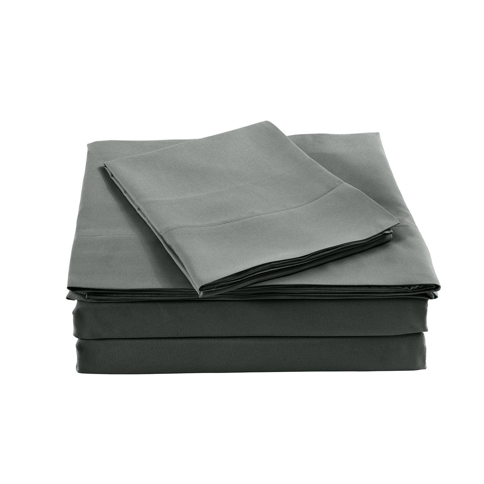 Royal Comfort Bamboo Blended Sheet & Pillowcases Set 1000TC Ultra Soft Bedding - King - Charcoal - John Cootes