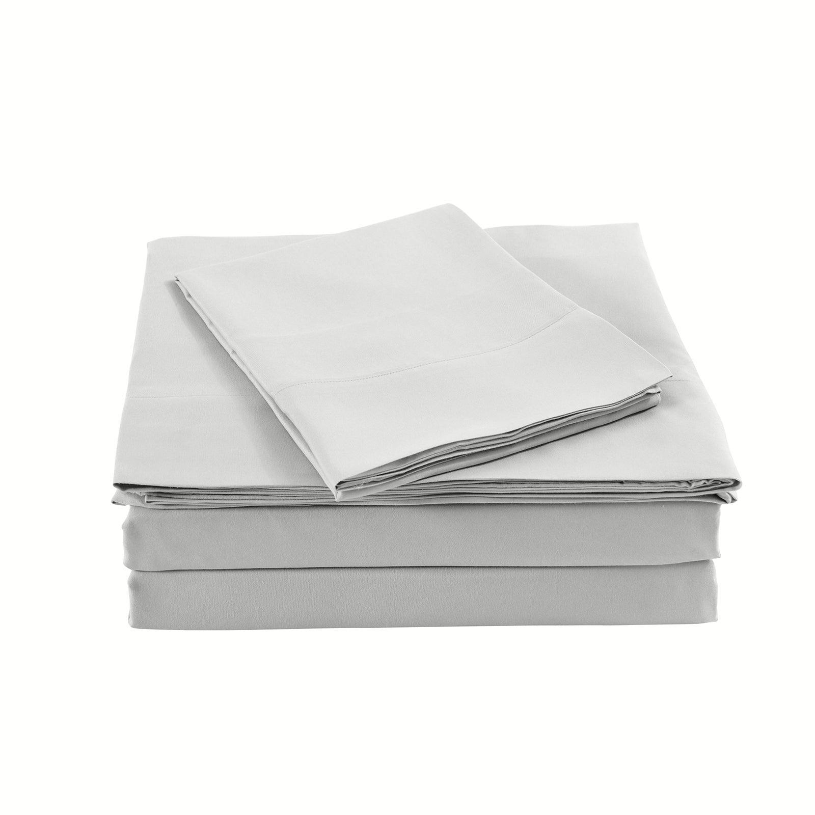 Royal Comfort Bamboo Blended Sheet & Pillowcases Set 1000TC Ultra Soft Bedding - King - Light Grey - John Cootes