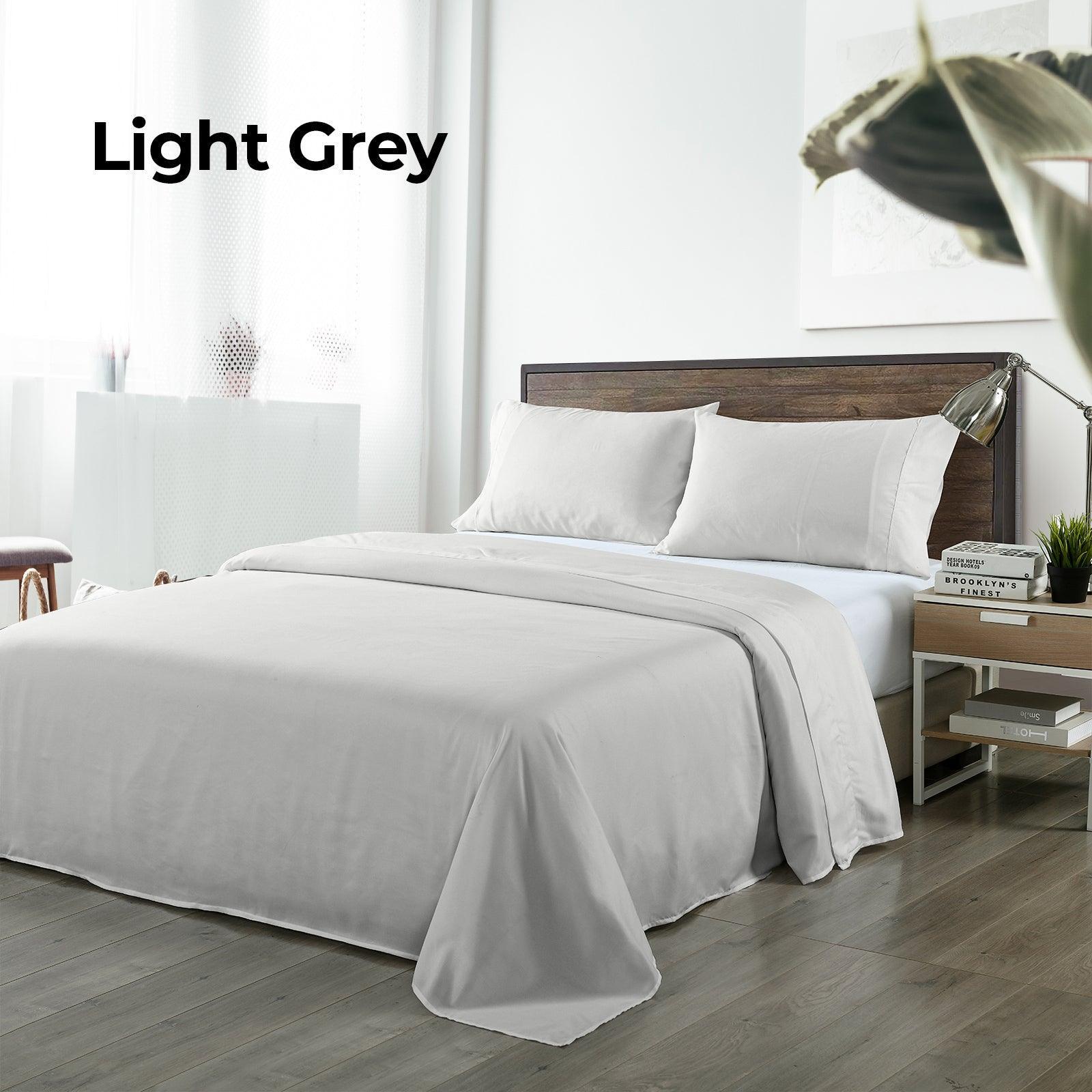 Royal Comfort Bamboo Blended Sheet & Pillowcases Set 1000TC Ultra Soft Bedding - King - Light Grey - John Cootes