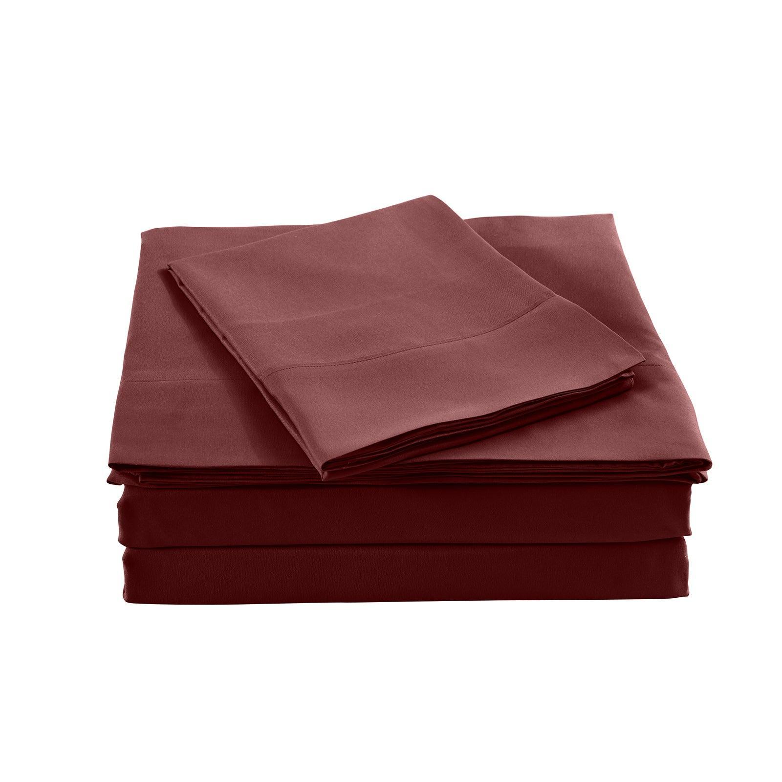 Royal Comfort Bamboo Blended Sheet & Pillowcases Set 1000TC Ultra Soft Bedding - King - Malaga Wine - John Cootes