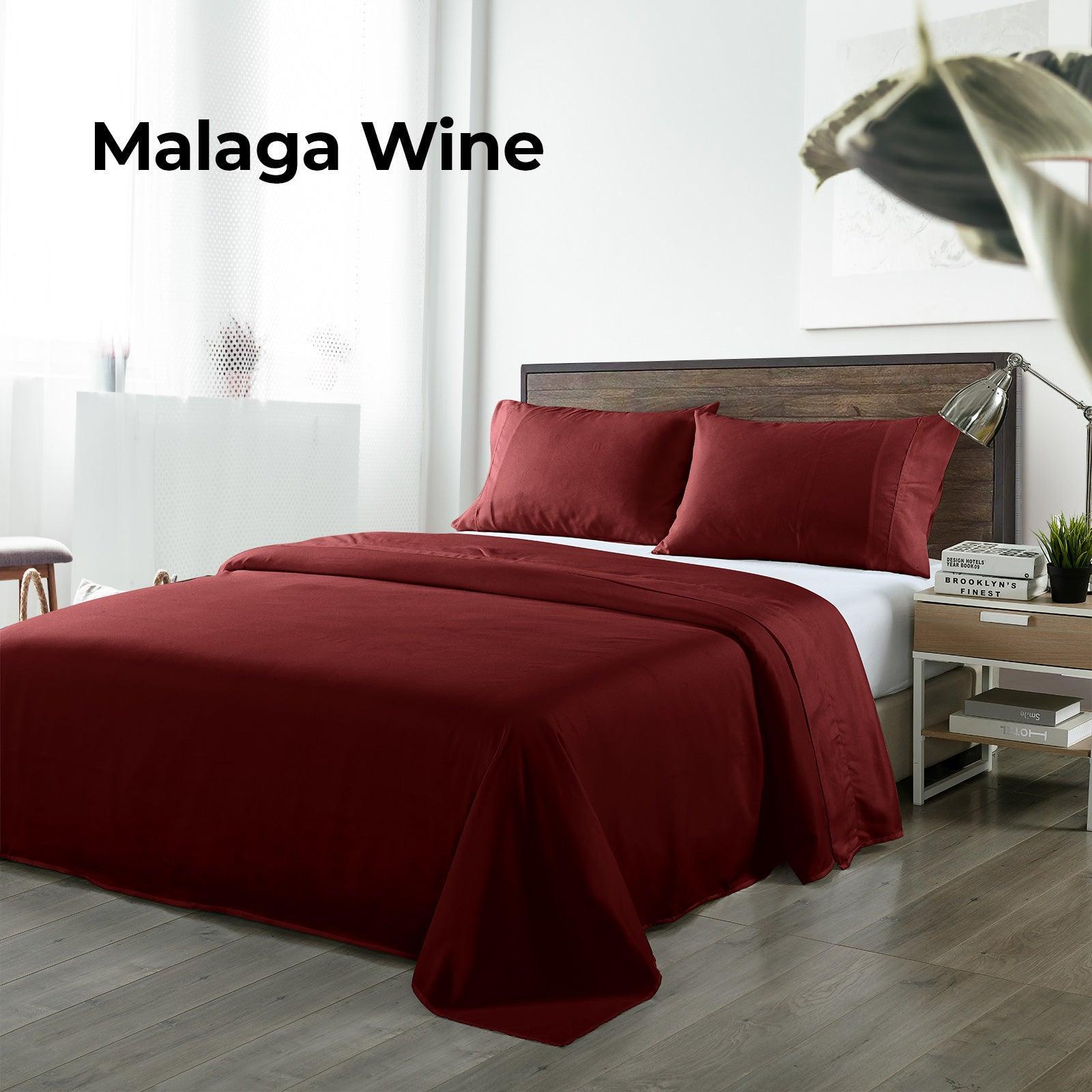 Royal Comfort Bamboo Blended Sheet & Pillowcases Set 1000TC Ultra Soft Bedding - King - Malaga Wine - John Cootes