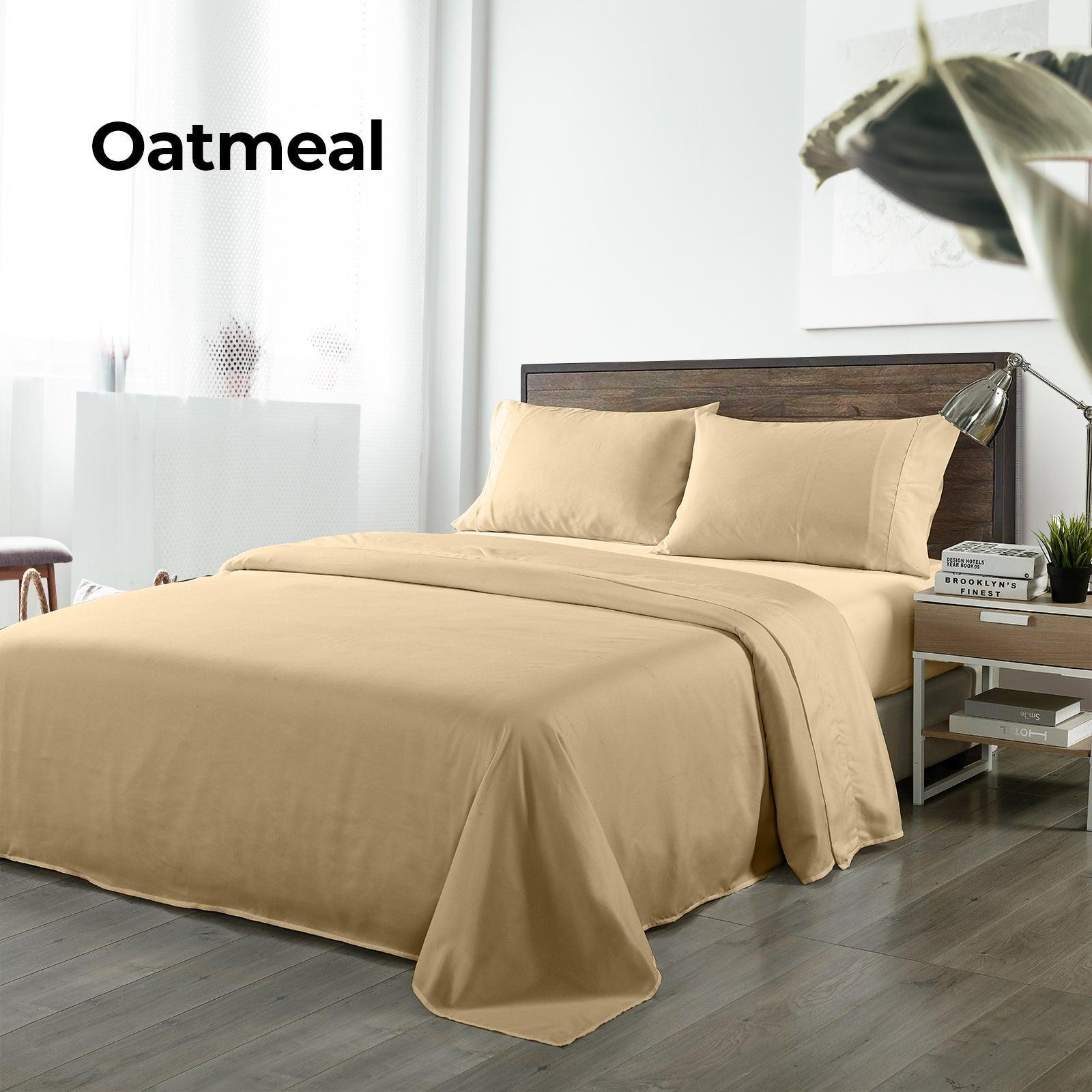 Royal Comfort Bamboo Blended Sheet & Pillowcases Set 1000TC Ultra Soft Bedding - King - Oatmeal - John Cootes