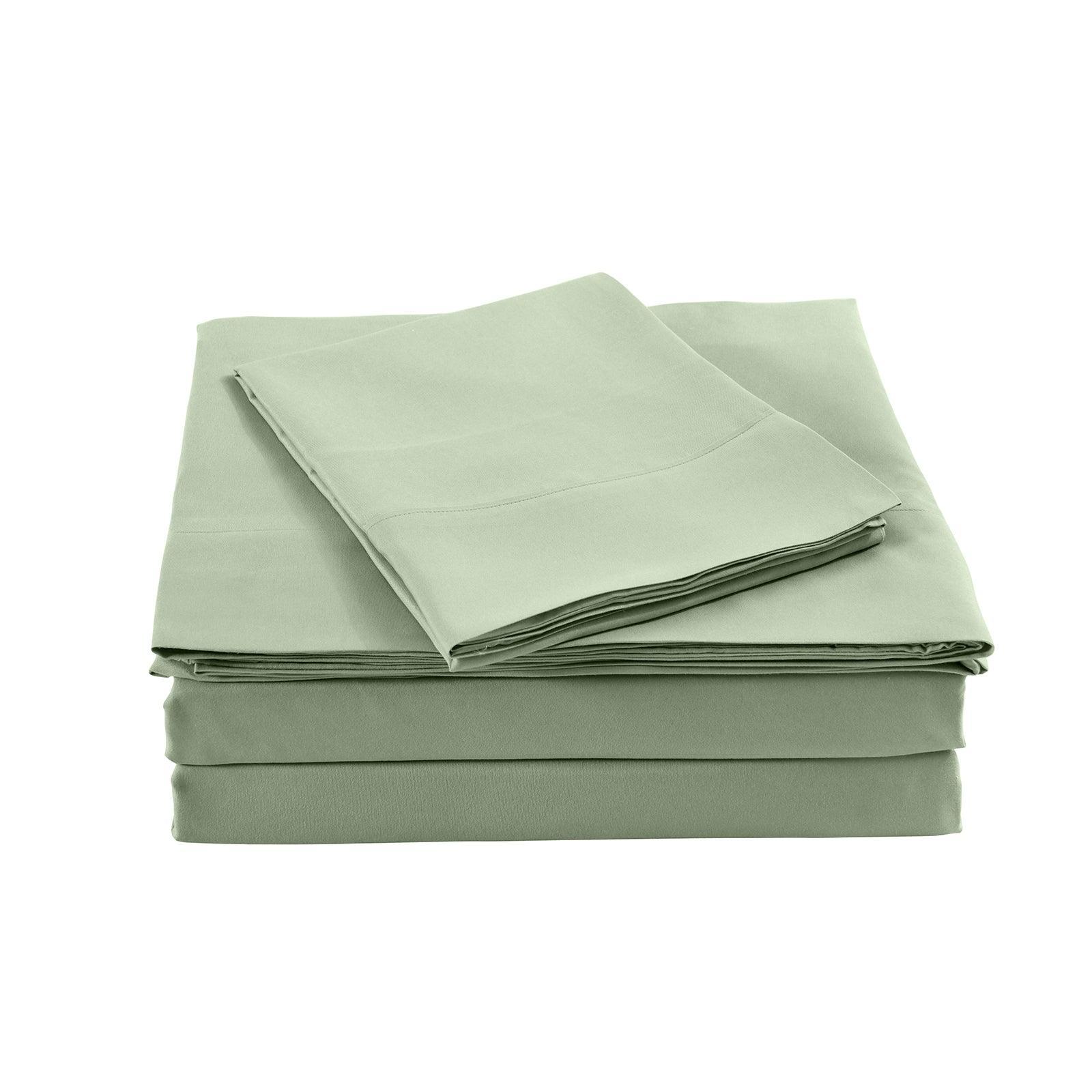 Royal Comfort Bamboo Blended Sheet & Pillowcases Set 1000TC Ultra Soft Bedding - King - Sage Green - John Cootes