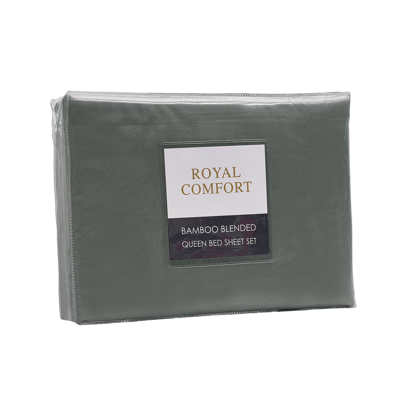 Royal Comfort Bamboo Blended Sheet & Pillowcases Set 1000TC Ultra Soft Bedding - Queen - Charcoal - John Cootes