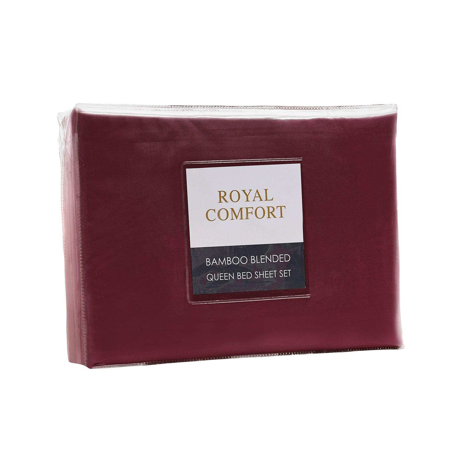 Royal Comfort Bamboo Blended Sheet & Pillowcases Set 1000TC Ultra Soft Bedding - Queen - Malaga Wine - John Cootes