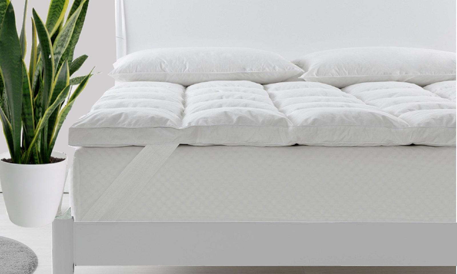 Royal Comfort Duck Feather and Down Mattress Topper 1800GSM Pillowtop Underlay - Double - White - John Cootes