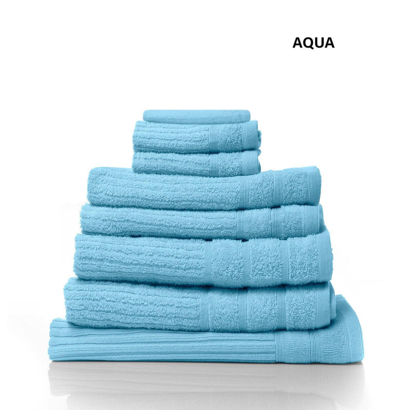 Royal Comfort Eden Egyptian Cotton 600GSM 8 Piece Luxury Bath Towels Set - Aqua - John Cootes