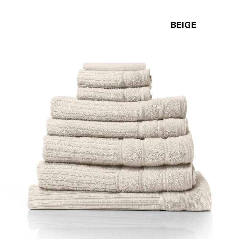 Royal Comfort Eden Egyptian Cotton 600GSM 8 Piece Luxury Bath Towels Set - Beige - John Cootes