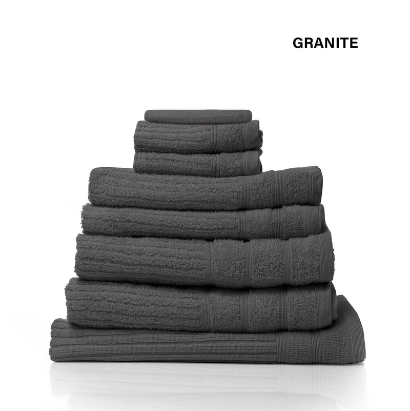 Royal Comfort Eden Egyptian Cotton 600GSM 8 Piece Luxury Bath Towels Set - Granite - John Cootes