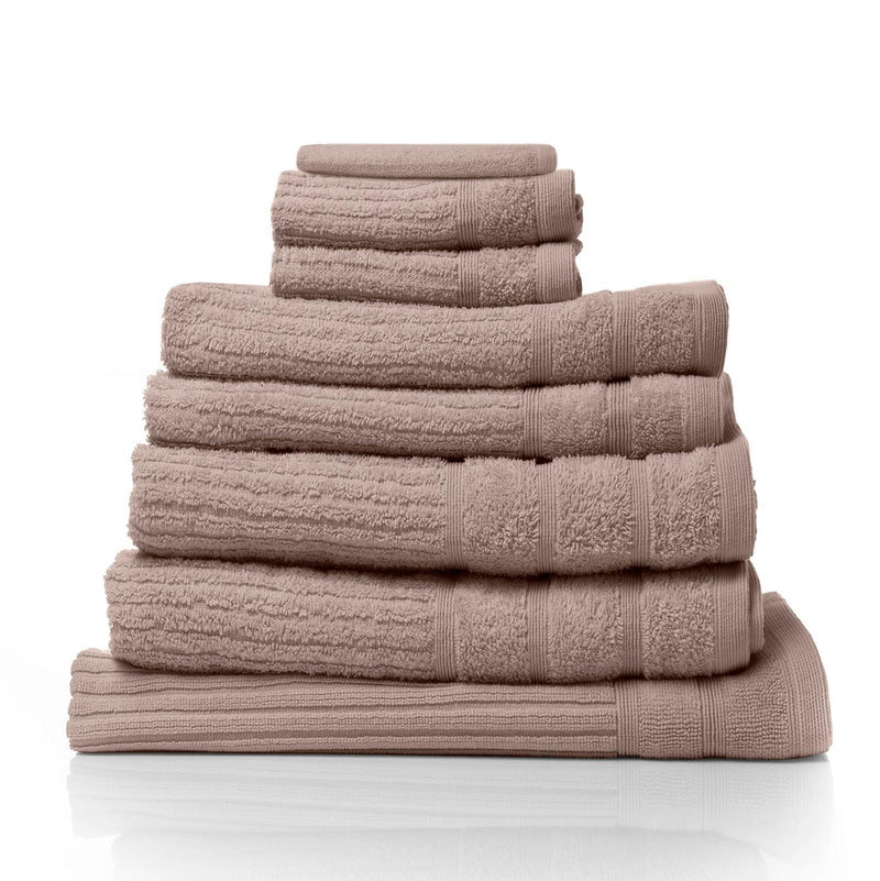 Royal Comfort Eden Egyptian Cotton 600GSM 8 Piece Luxury Bath Towels Set - Rose - John Cootes