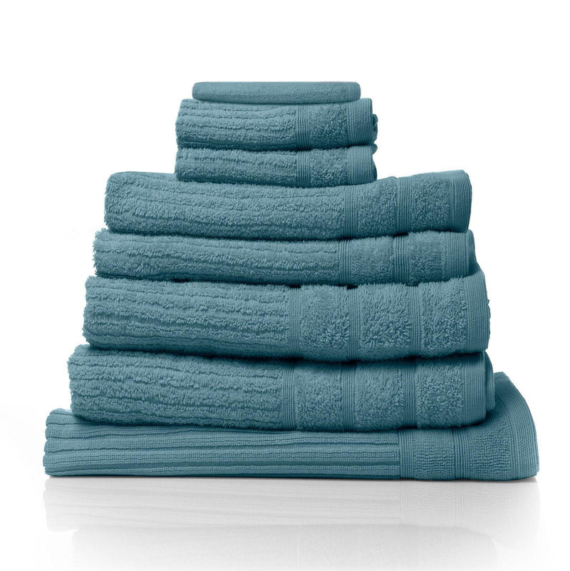 Royal Comfort Eden Egyptian Cotton 600GSM 8 Piece Luxury Bath Towels Set - Turquoise - John Cootes