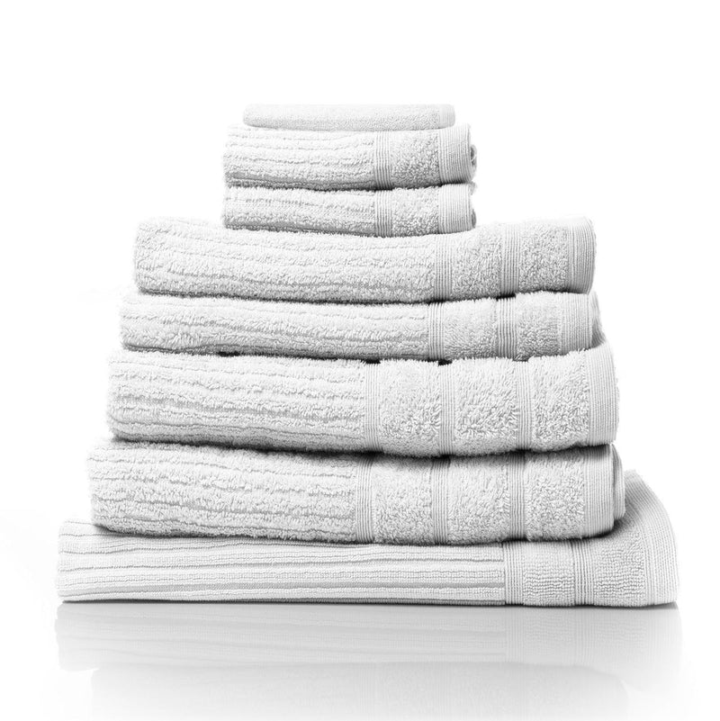 Royal Comfort Eden Egyptian Cotton 600GSM 8 Piece Luxury Bath Towels Set - White - John Cootes