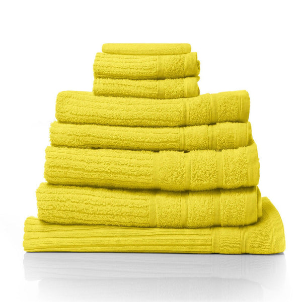 Royal Comfort Eden Egyptian Cotton 600GSM 8 Piece Luxury Bath Towels Set - Yellow - John Cootes
