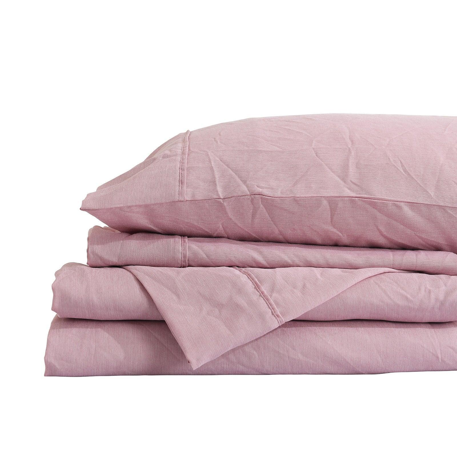 Royal Comfort Flax Linen Blend Sheet Set Bedding Luxury Breathable Ultra Soft - King - Mauve - John Cootes