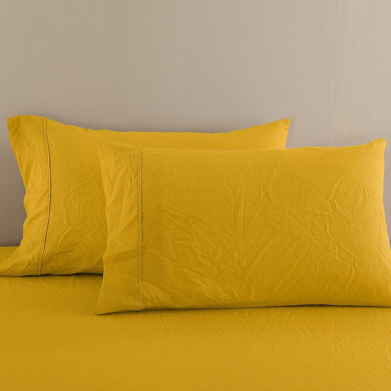 Royal Comfort Flax Linen Blend Sheet Set Bedding Luxury Breathable Ultra Soft - King - Mustard Gold - John Cootes
