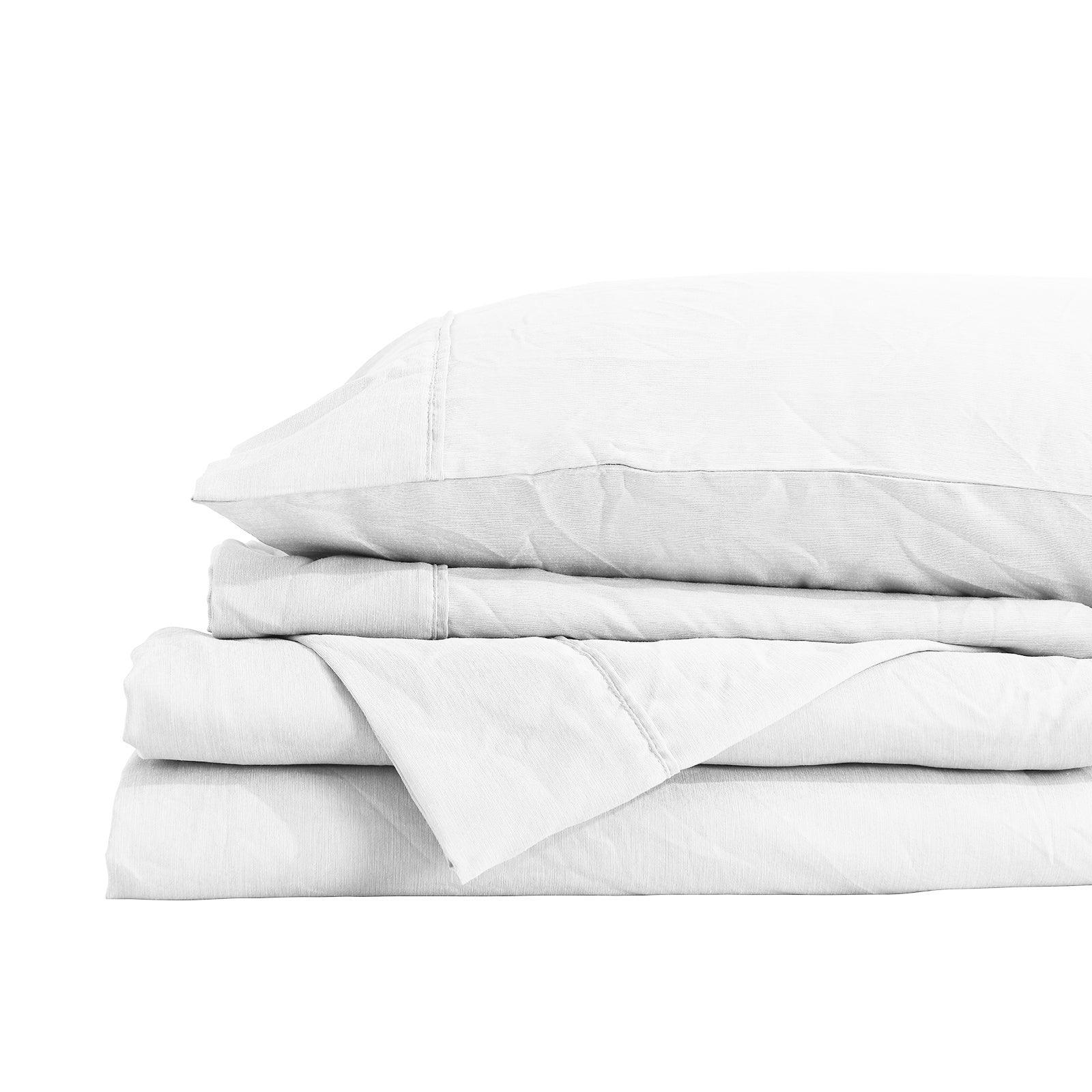 Royal Comfort Flax Linen Blend Sheet Set Bedding Luxury Breathable Ultra Soft - Queen - White - John Cootes