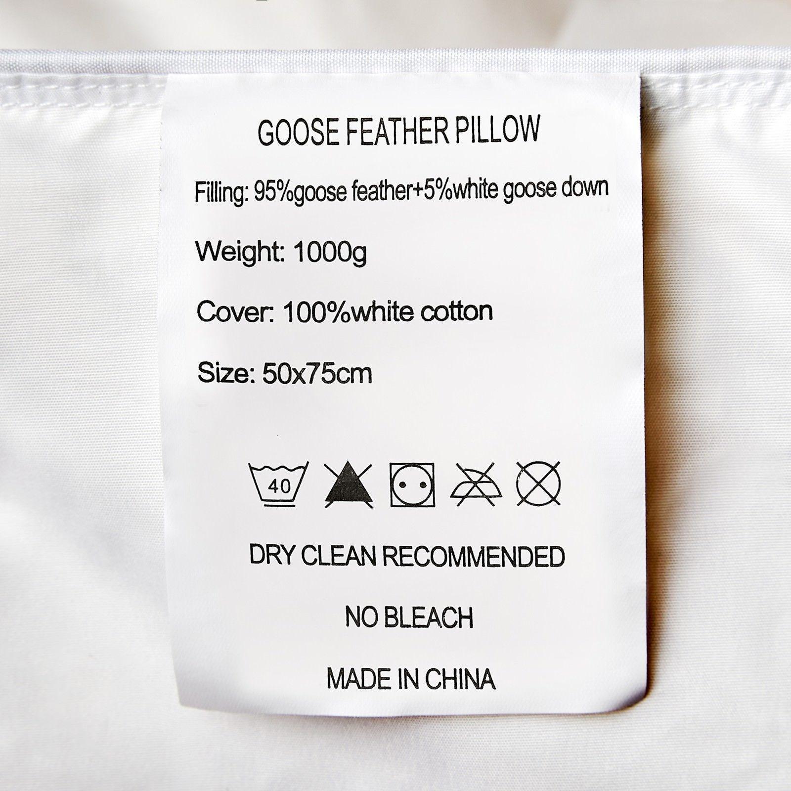 Royal Comfort Goose Down Feather Pillows 1000GSM 100% Cotton Cover - Twin Pack - John Cootes