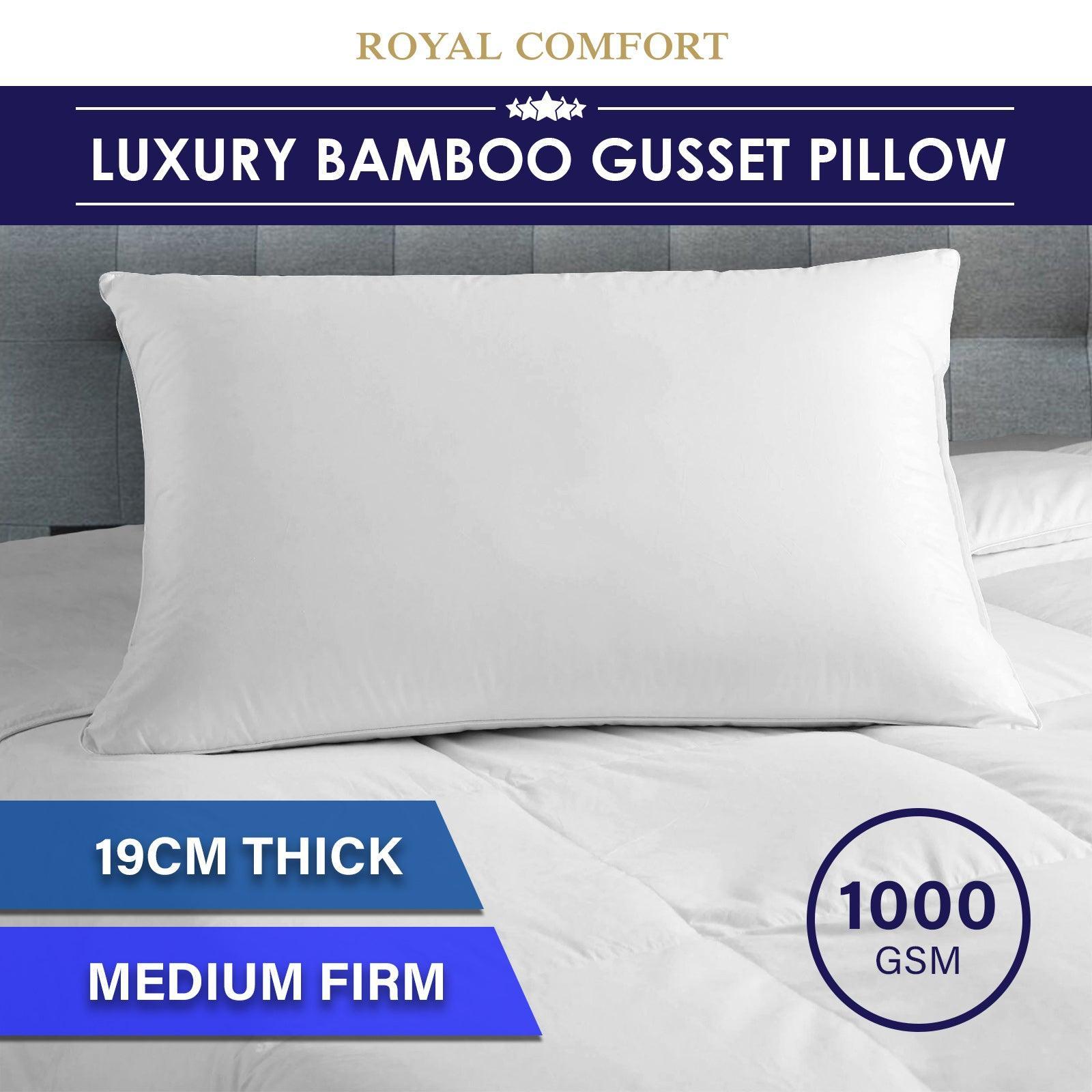 Royal Comfort Luxury Bamboo Blend Gusset Pillow Single Pack 4cm Gusset Support - John Cootes