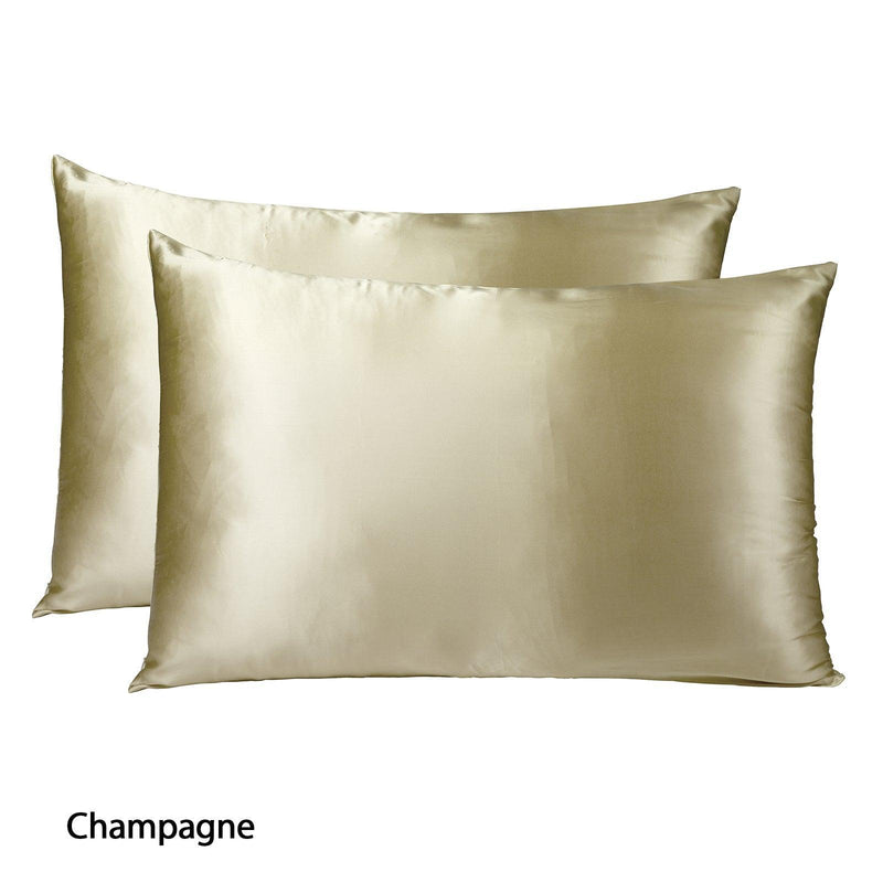 Royal Comfort Mulberry Soft Silk Hypoallergenic Pillowcase Twin Pack 51 x 76cm - Champagne - John Cootes