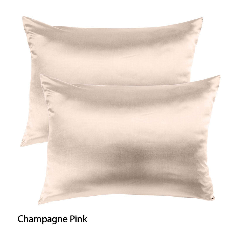 Royal Comfort Mulberry Soft Silk Hypoallergenic Pillowcase Twin Pack 51 x 76cm - Champagne Pink - John Cootes