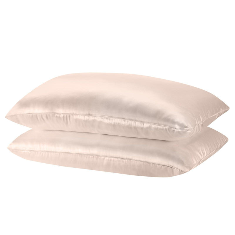 Royal Comfort Mulberry Soft Silk Hypoallergenic Pillowcase Twin Pack 51 x 76cm - Champagne Pink - John Cootes