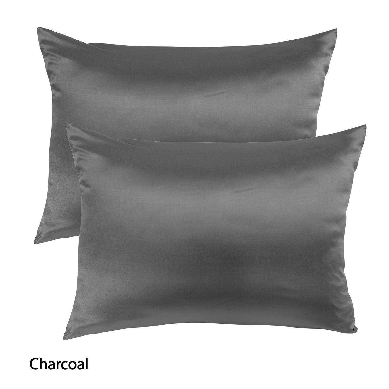 Royal Comfort Mulberry Soft Silk Hypoallergenic Pillowcase Twin Pack 51 x 76cm - Charcoal - John Cootes