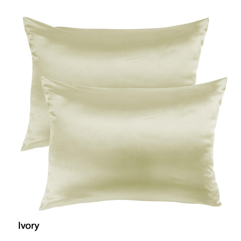 Royal Comfort Mulberry Soft Silk Hypoallergenic Pillowcase Twin Pack 51 x 76cm - Ivory - John Cootes