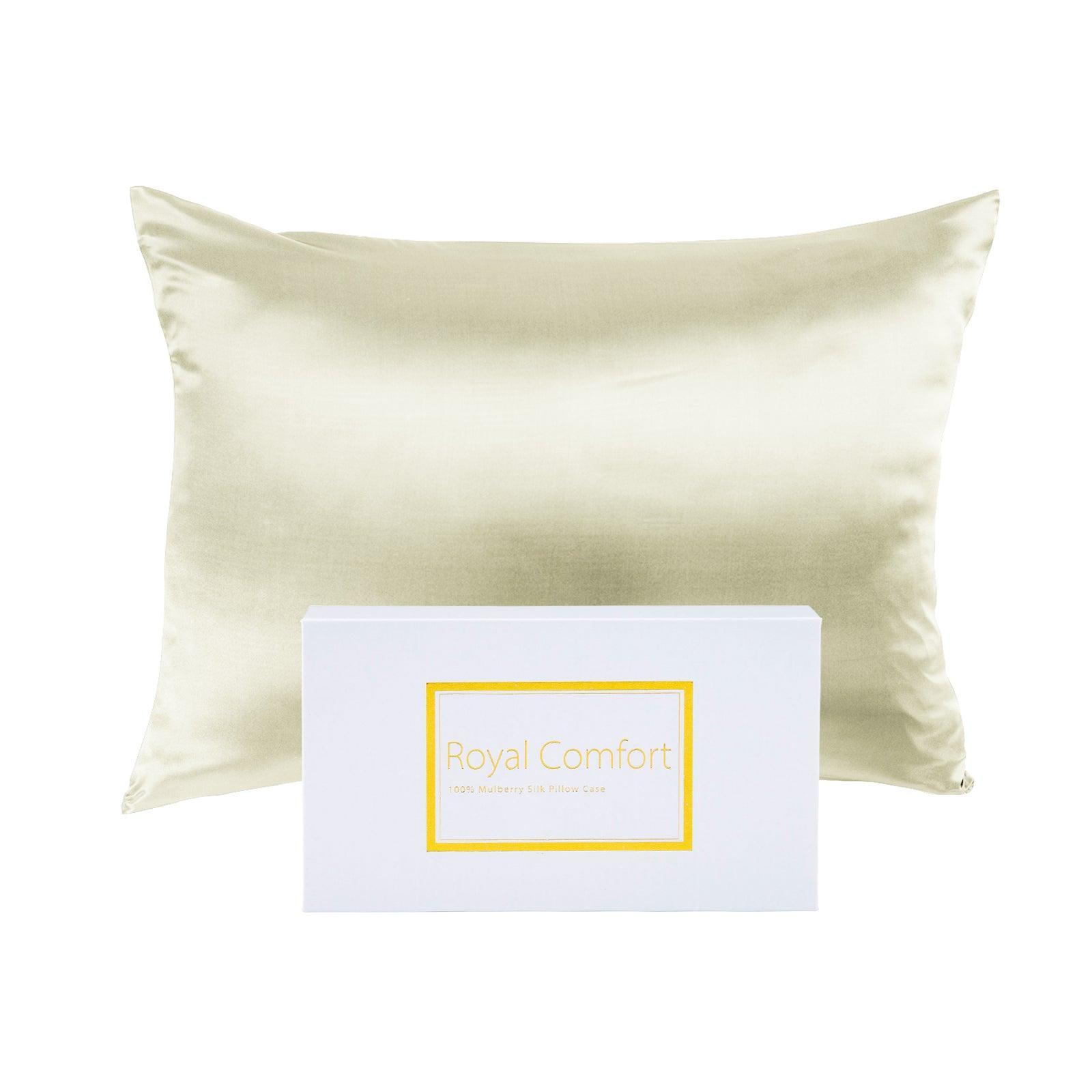 Royal Comfort Mulberry Soft Silk Hypoallergenic Pillowcase Twin Pack 51 x 76cm - Ivory - John Cootes