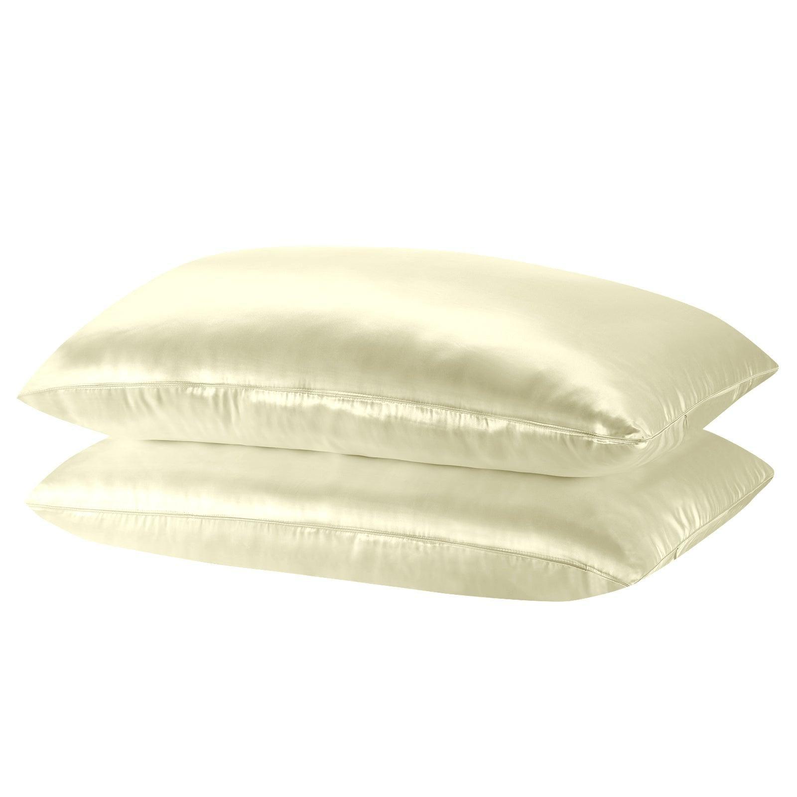 Royal Comfort Mulberry Soft Silk Hypoallergenic Pillowcase Twin Pack 51 x 76cm - Ivory - John Cootes