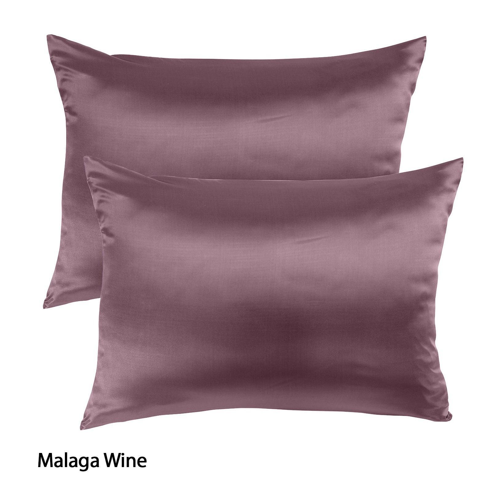 Royal Comfort Mulberry Soft Silk Hypoallergenic Pillowcase Twin Pack 51 x 76cm - Malaga Wine - John Cootes