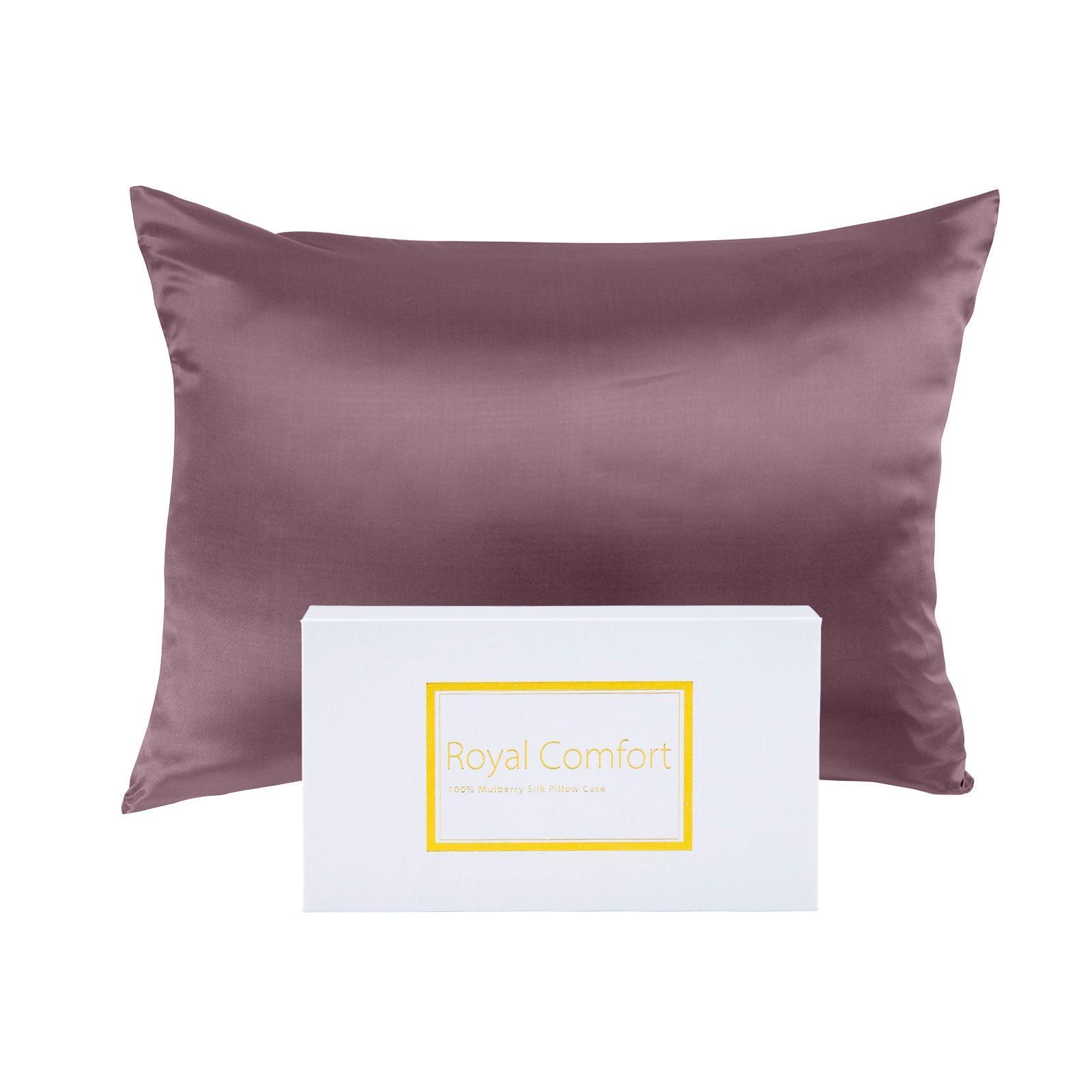 Royal Comfort Mulberry Soft Silk Hypoallergenic Pillowcase Twin Pack 51 x 76cm - Malaga Wine - John Cootes