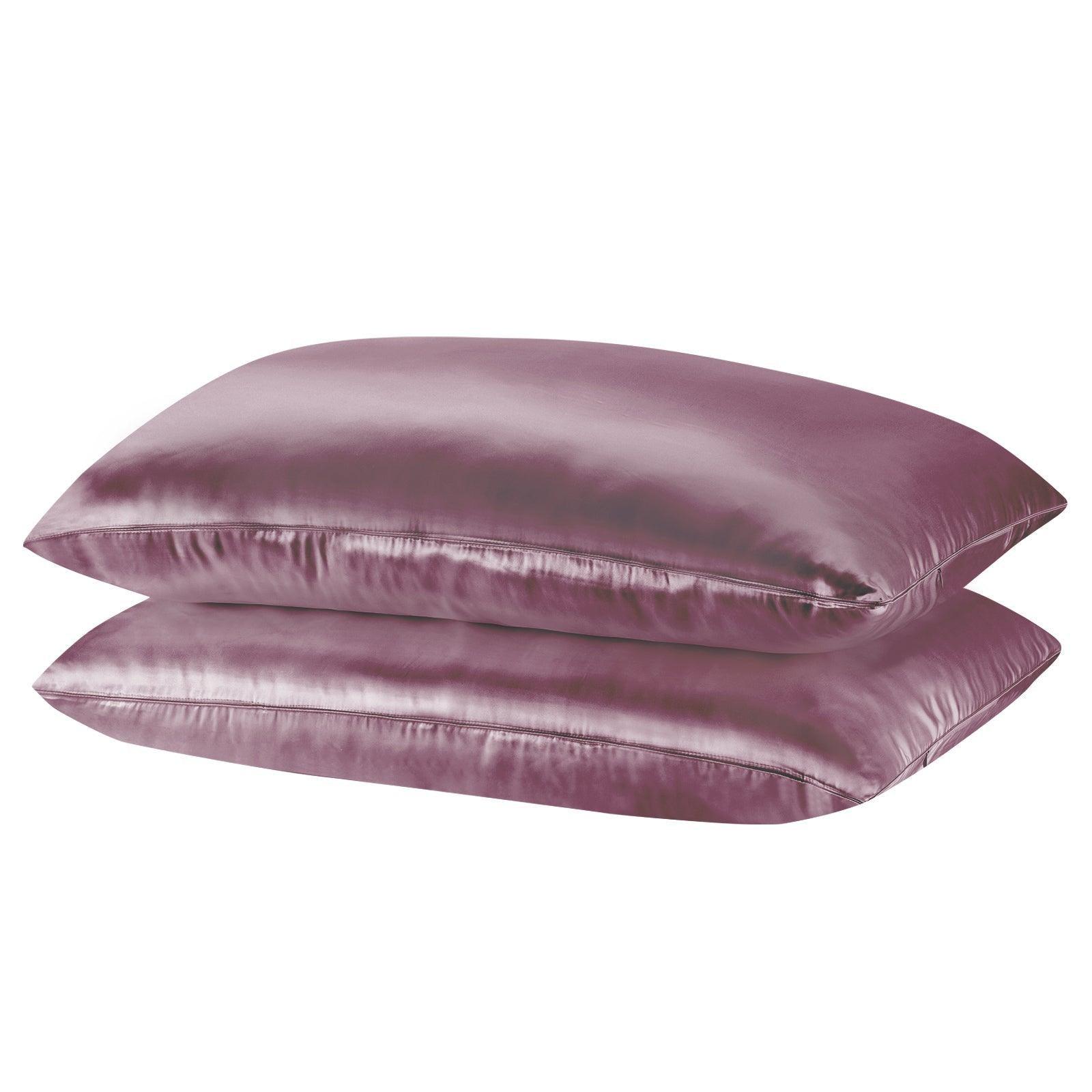 Royal Comfort Mulberry Soft Silk Hypoallergenic Pillowcase Twin Pack 51 x 76cm - Malaga Wine - John Cootes