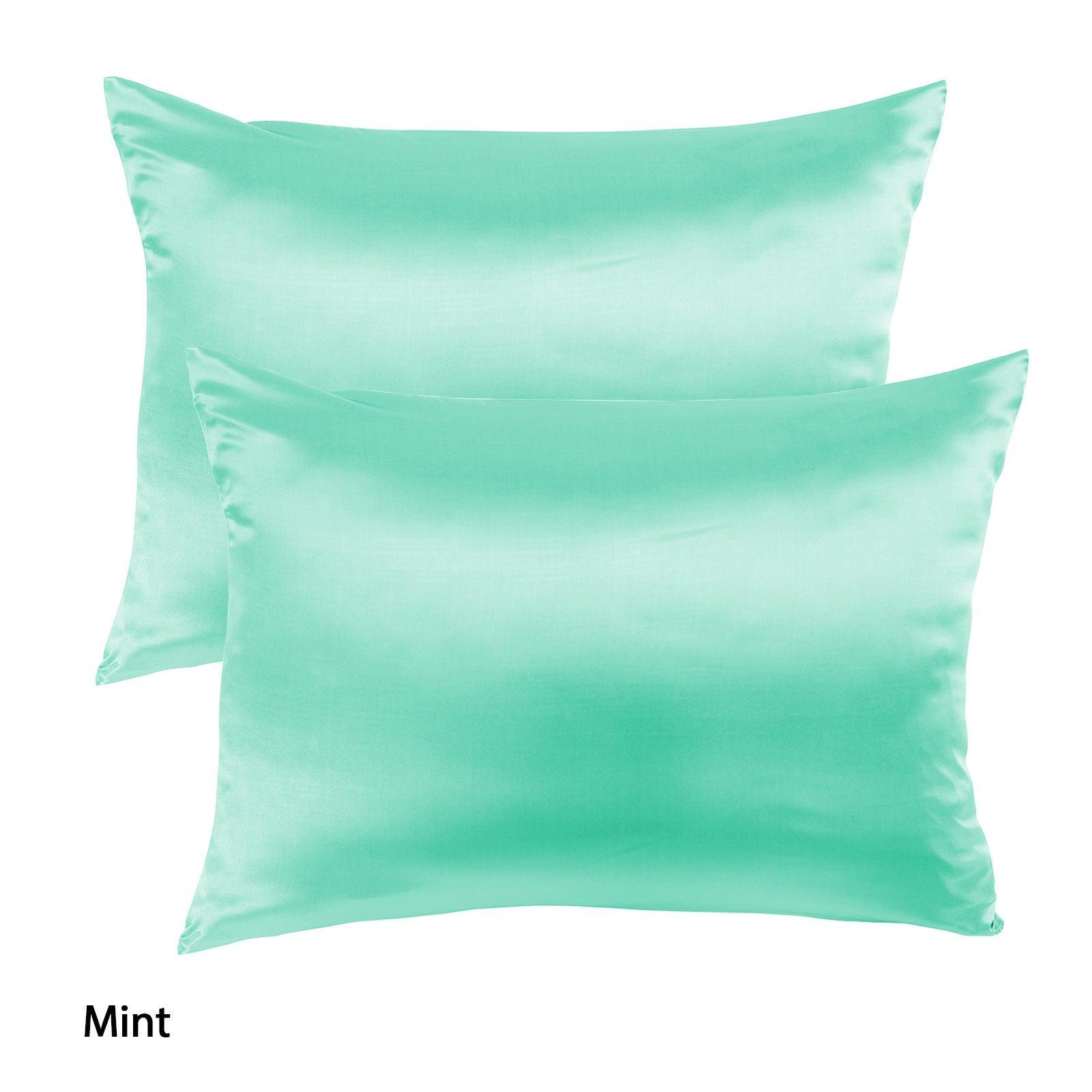 Royal Comfort Mulberry Soft Silk Hypoallergenic Pillowcase Twin Pack 51 x 76cm - Mint - John Cootes