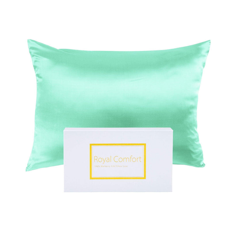Royal Comfort Mulberry Soft Silk Hypoallergenic Pillowcase Twin Pack 51 x 76cm - Mint - John Cootes
