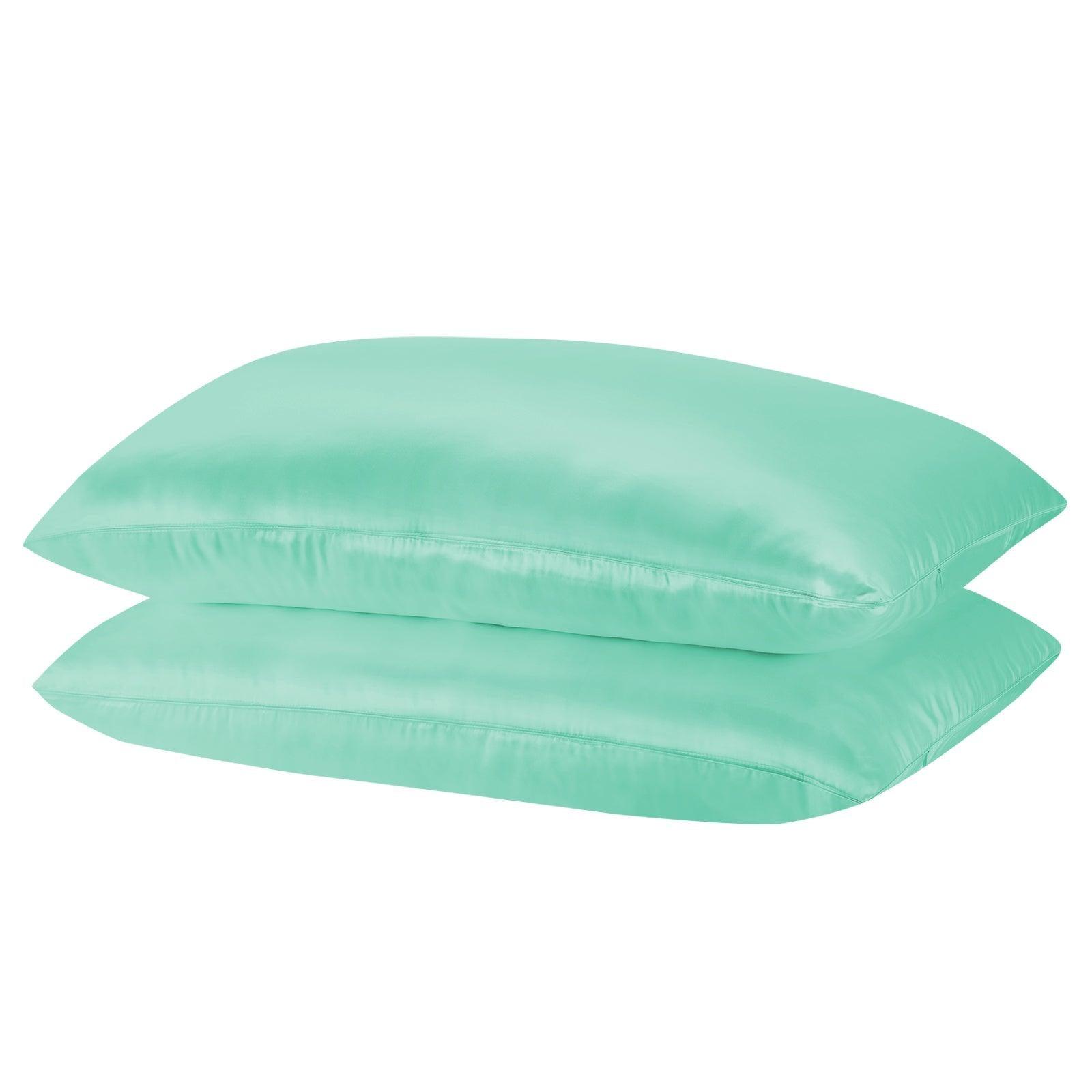 Royal Comfort Mulberry Soft Silk Hypoallergenic Pillowcase Twin Pack 51 x 76cm - Mint - John Cootes