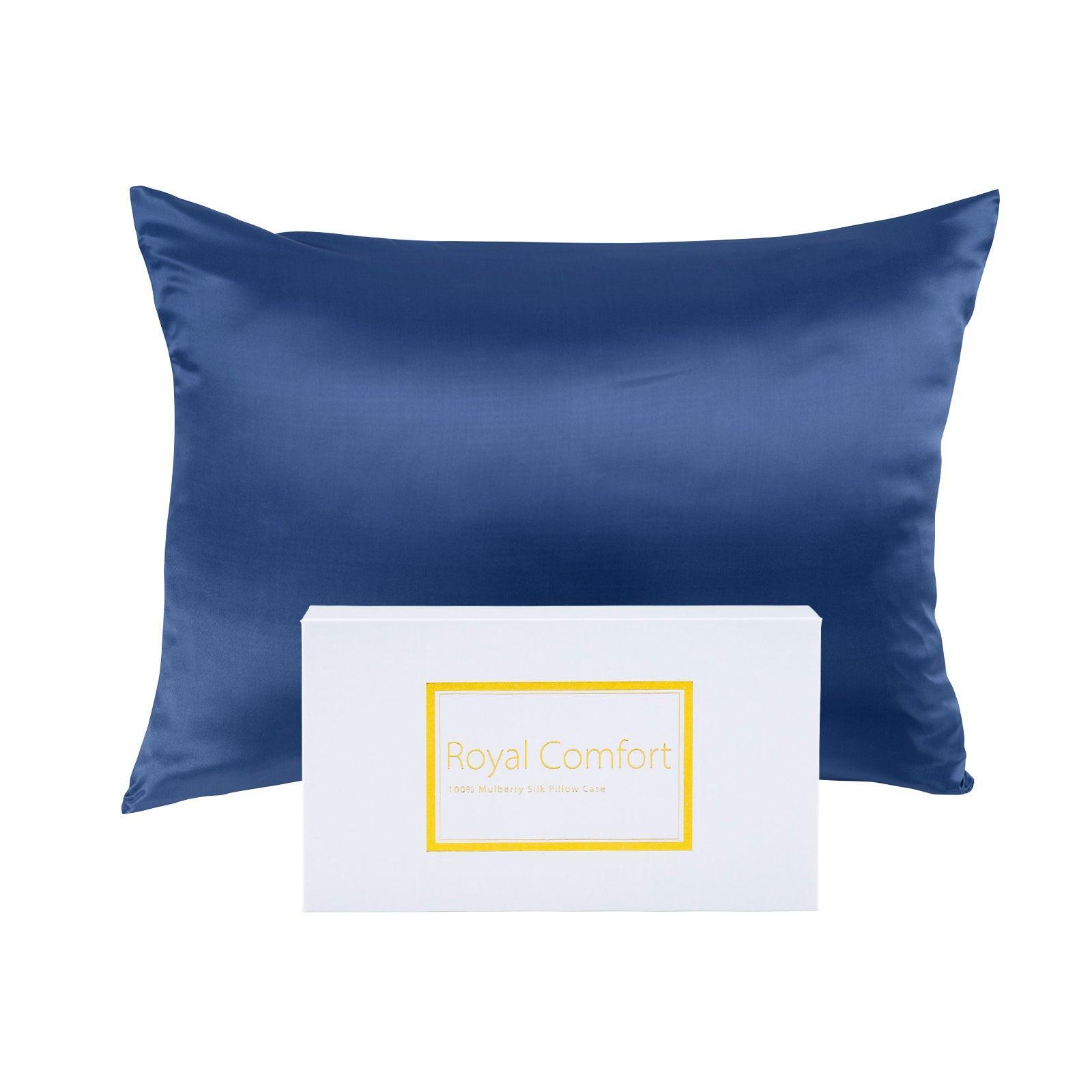 Royal Comfort Mulberry Soft Silk Hypoallergenic Pillowcase Twin Pack 51 x 76cm - Navy - John Cootes