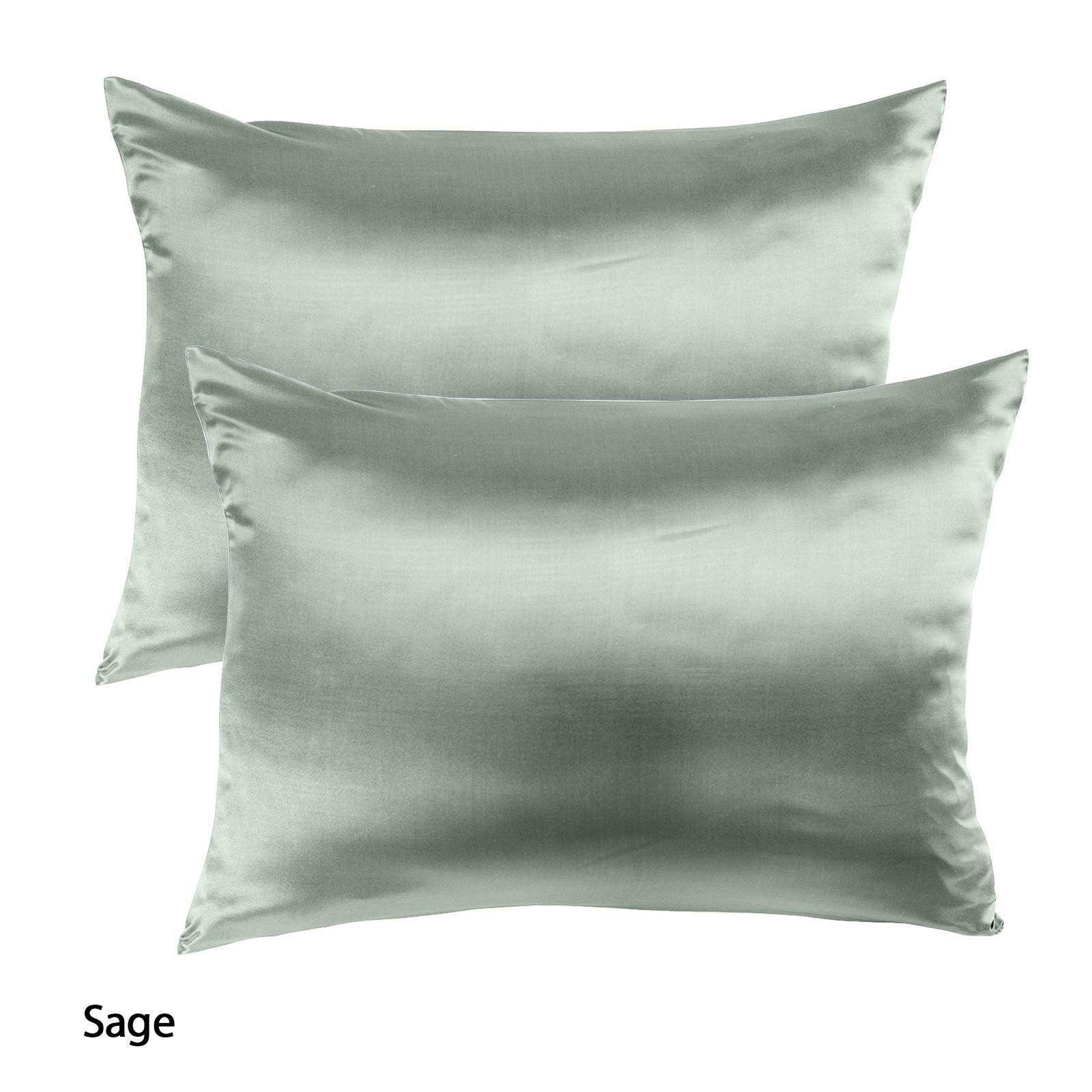 Royal Comfort Mulberry Soft Silk Hypoallergenic Pillowcase Twin Pack 51 x 76cm - Sage - John Cootes