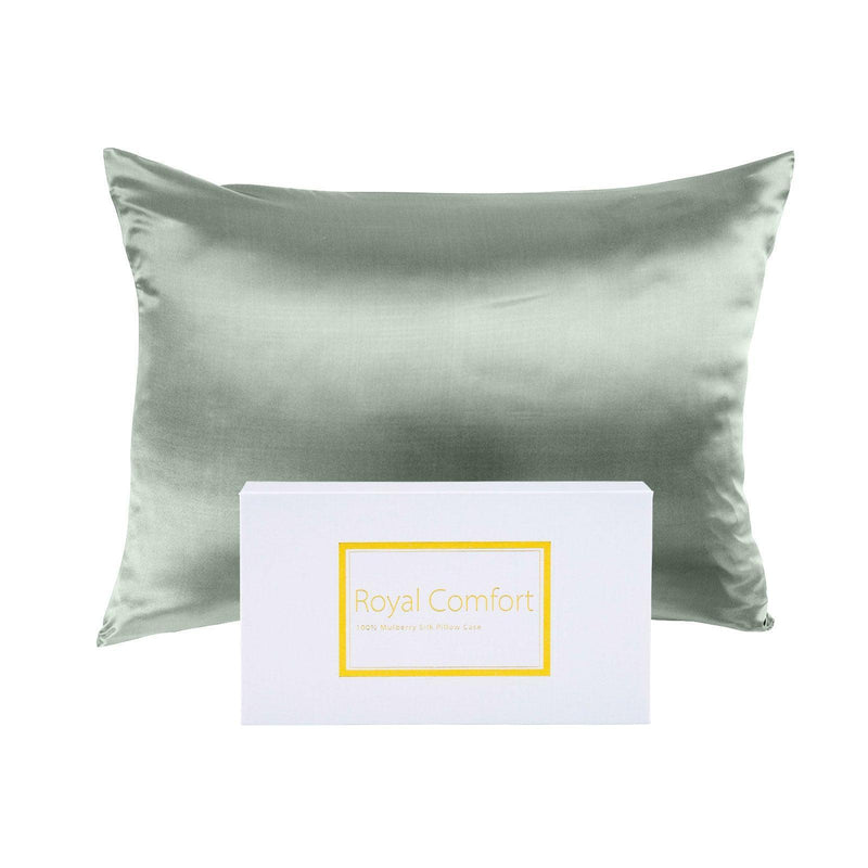 Royal Comfort Mulberry Soft Silk Hypoallergenic Pillowcase Twin Pack 51 x 76cm - Sage - John Cootes