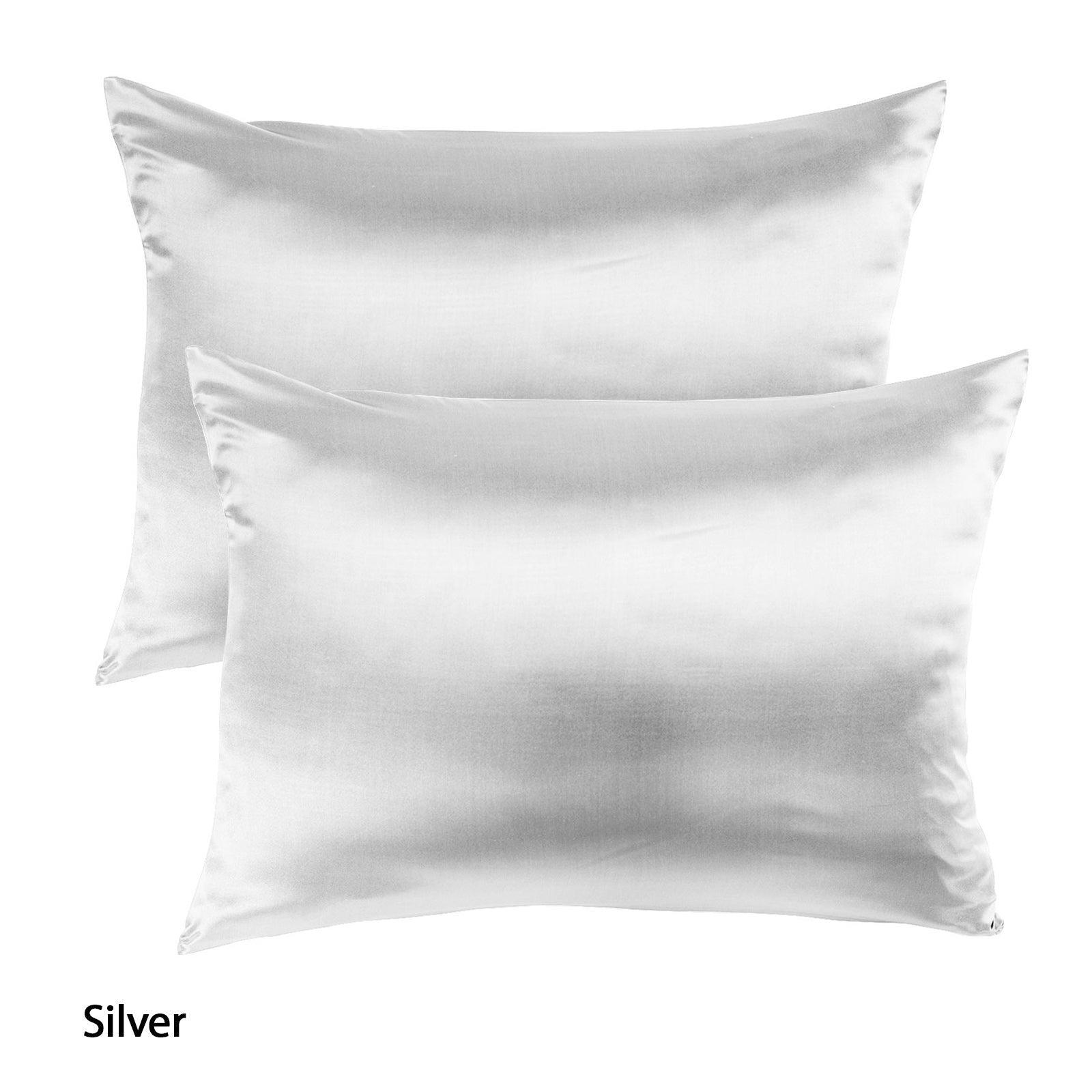 Royal Comfort Mulberry Soft Silk Hypoallergenic Pillowcase Twin Pack 51 x 76cm - Silver - John Cootes