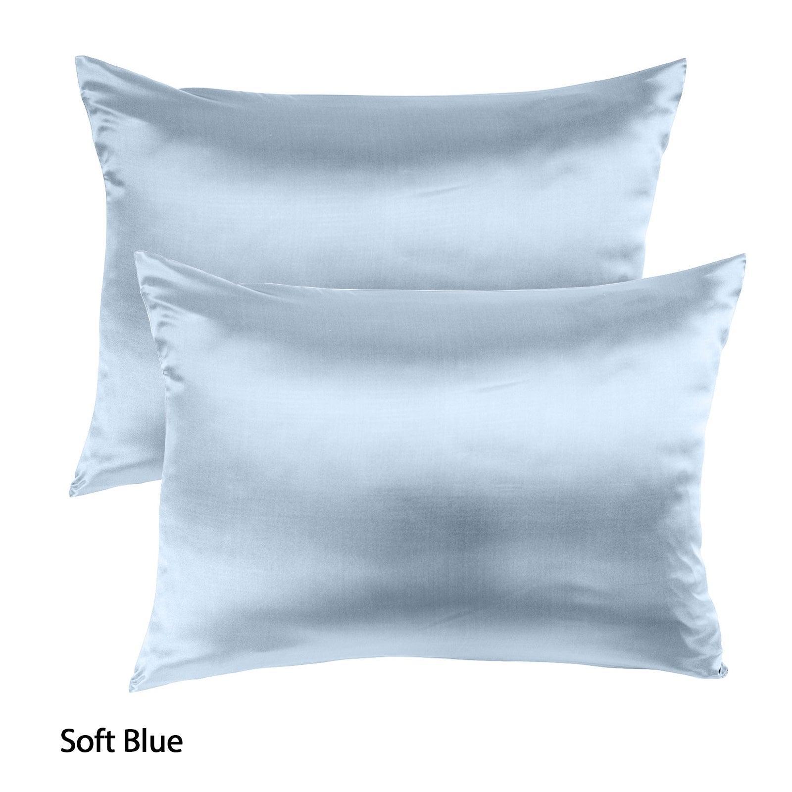 Royal Comfort Mulberry Soft Silk Hypoallergenic Pillowcase Twin Pack 51 x 76cm - Soft Blue - John Cootes