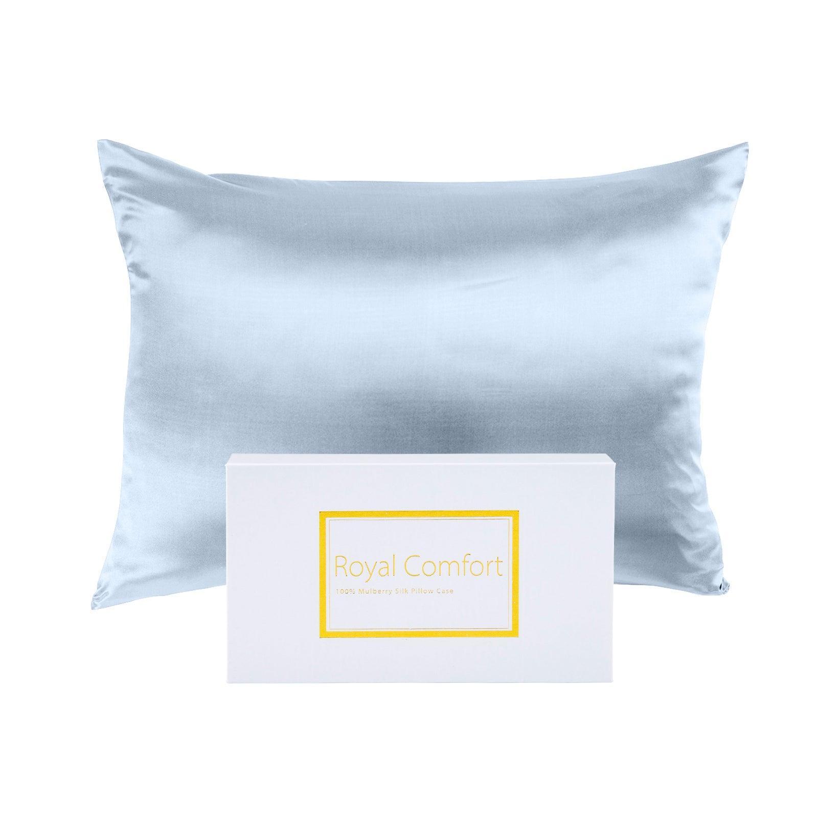 Royal Comfort Mulberry Soft Silk Hypoallergenic Pillowcase Twin Pack 51 x 76cm - Soft Blue - John Cootes