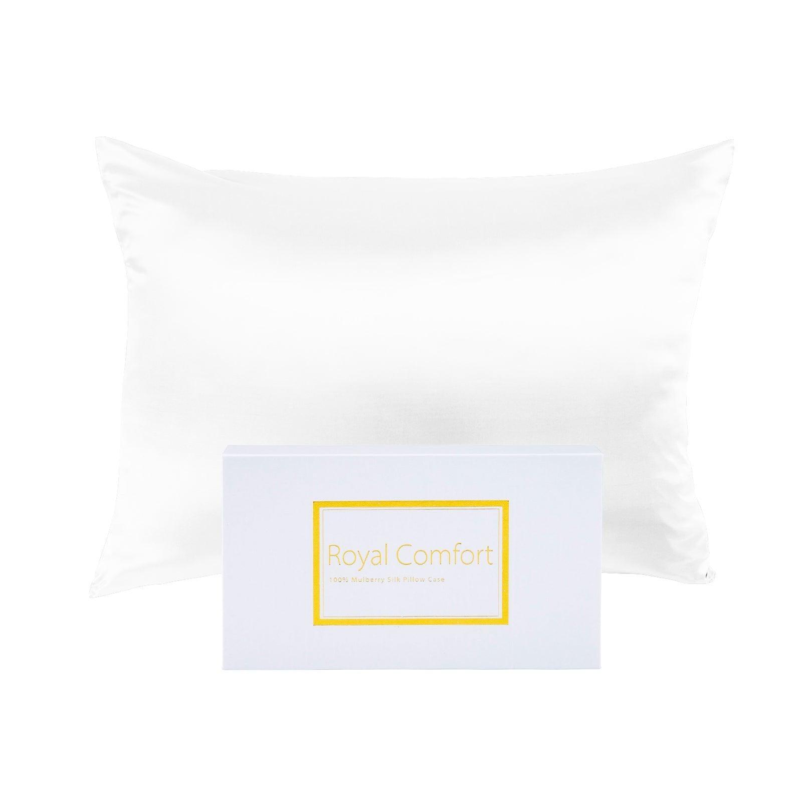 Royal Comfort Mulberry Soft Silk Hypoallergenic Pillowcase Twin Pack 51 x 76cm - White - John Cootes