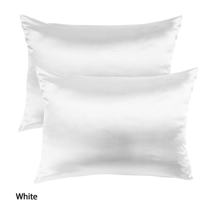 Royal Comfort Mulberry Soft Silk Hypoallergenic Pillowcase Twin Pack 51 x 76cm - White - John Cootes